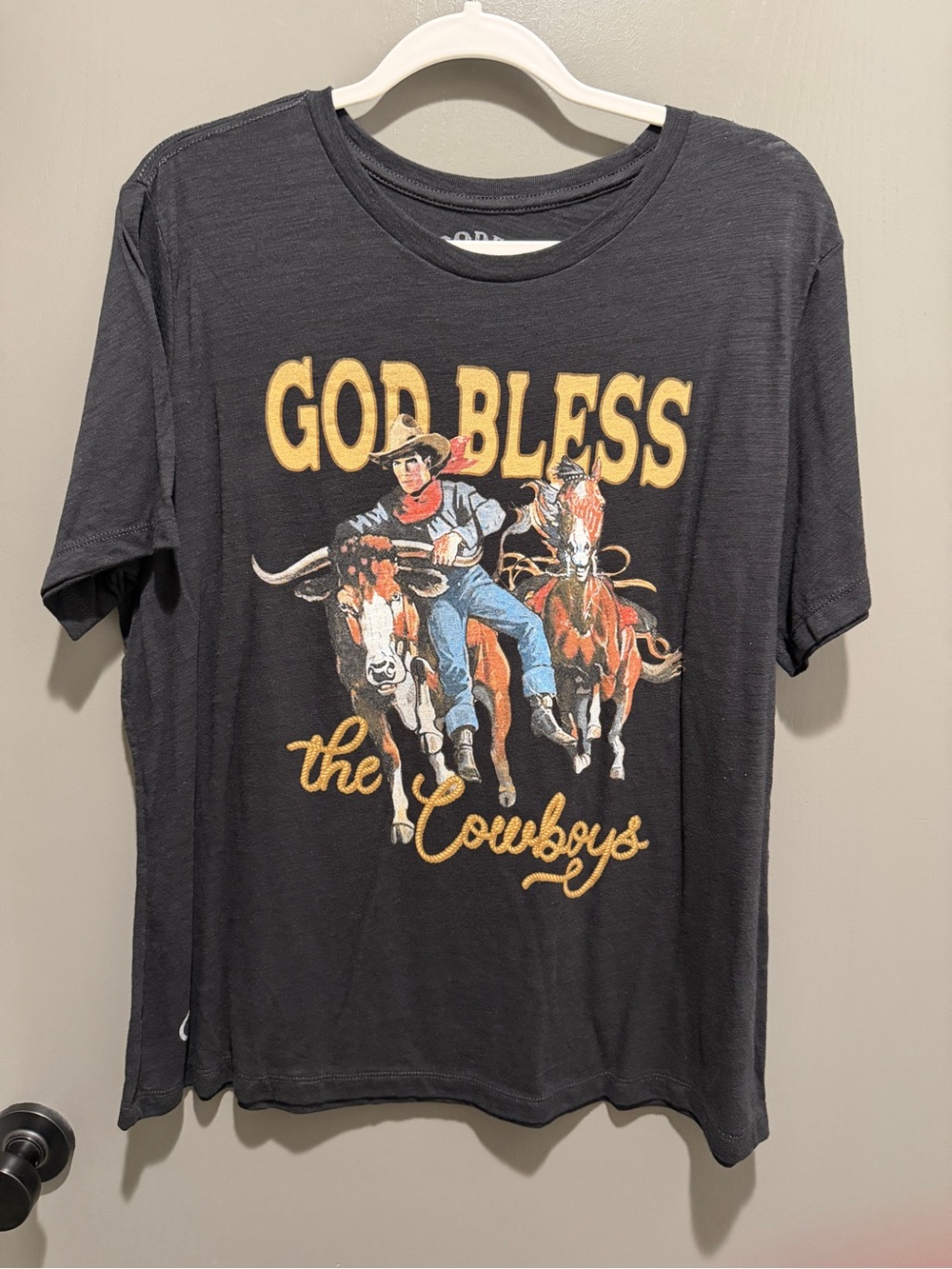 Women’s Black 'God Bless the Cowboys' Graphic Tee